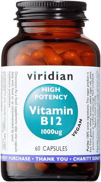 Viridian High Potency Vitamin B12 1000ug Vegetable Capsules 60