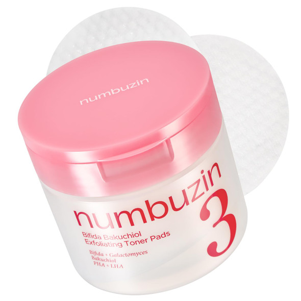 Numbuzin No.3 Bifida Bakuchiol Exfoliating Toner Pads Pha + Lha Pore Care DualSided Pads For Blackheads & Whiteheads Gentle For Sensitive Skin 6.42 Fl Oz