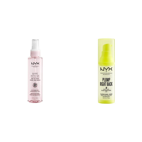 Nyx Professional Makeup Plump Right Back Plumping Serum & Primer With Hyaluronic Acid & Bare With Me Multitasking Primer & Setting Spray