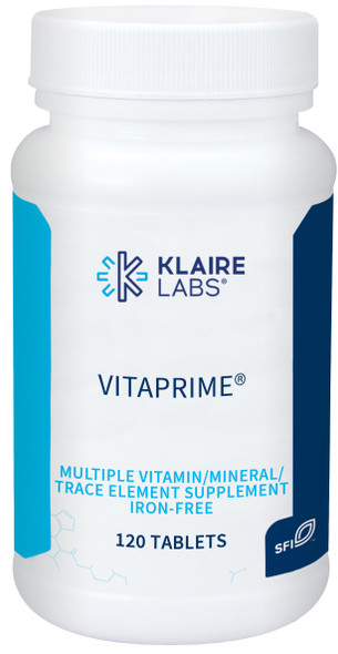 Klaire Labs Vitaprime - Multivitamin & Mineral with B Vitamins, Folate, Antioxidants & Vitamin E - Nutrients to Help Support Energy - Twice Daily, Iron-Free Multivitamin (120 Tablets)