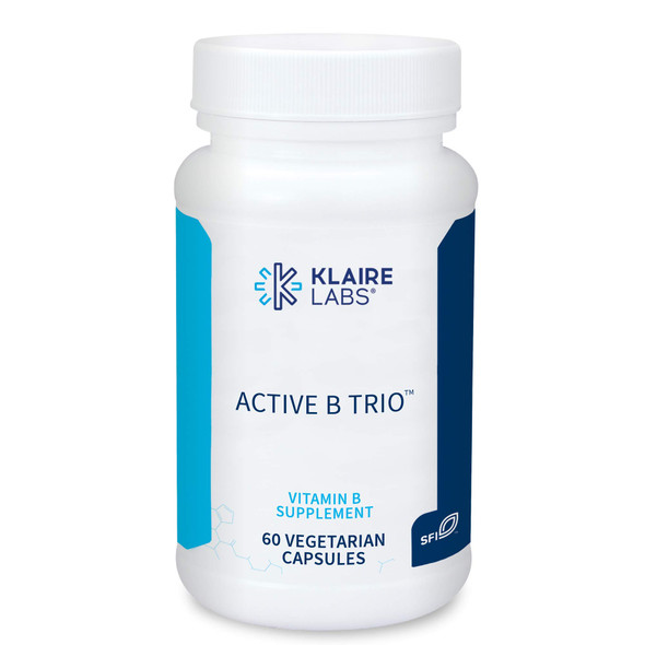 Klaire Labs Active B Trio - Active B Complex Vitamins for Mood & Energy Support - Vitamin B12 Supplement (Methylcobalamin) with Vitamin B6 & Folate (Methylfolate) - Hypoallergenic (60 Capsules)