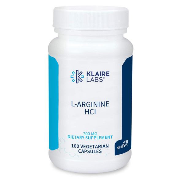 Klaire Labs L-Arginine HCl 700mg - Energy, Metabolism & Immune Support - Gluten-Free L-Arginine Supplements - Hypoallergenic L-Arginine for Men and Women (100 Capsules)