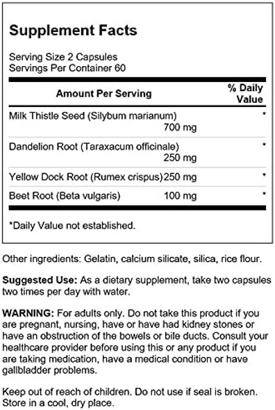 Swanson Milk Thistle, Dandelion & Yellow Dock 120 Caps