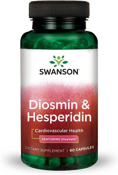 Swanson Diosmin Hesperidin - Promotes Cardiovascular Health and Vein Health Support - Helps Maintain Healthy Blood Circulation and Aids Vascular Wall Integrity and Tone - (60 Capsules)