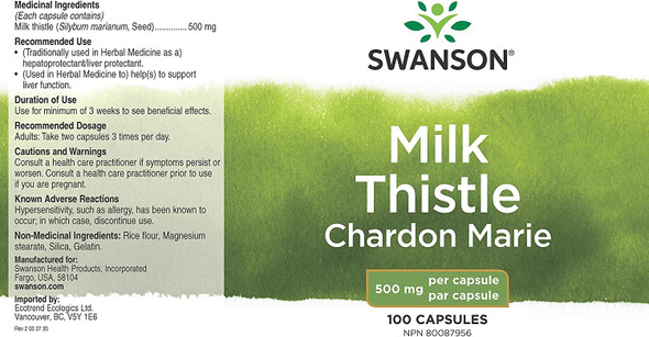 Full Spectrum Milk Thistle 500 mg 100 Caps