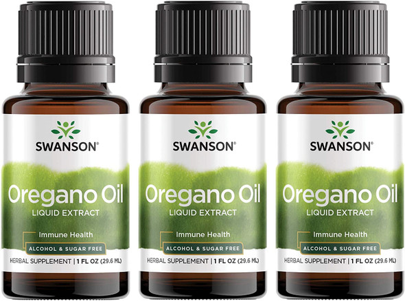 Swanson Oregano Oil Liquid Extract - Alcohol & Sugar Free 13 mg 1 fl oz Liq 3 Pack