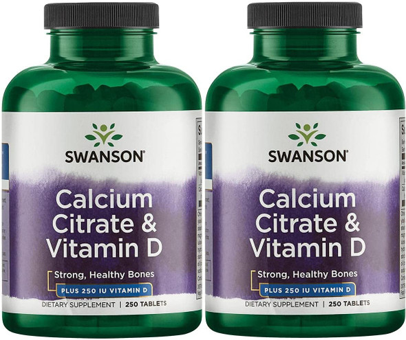 Swanson Calcium Citrate & Vitamin D 250 Tabs 2 Pack