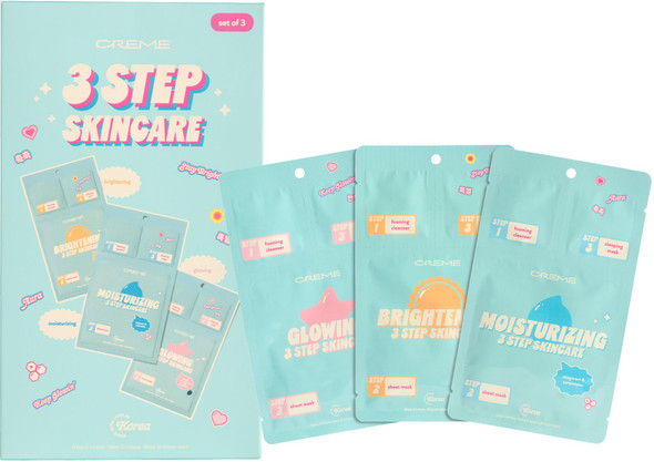 The Creme Shop To Go 3Step Skincare Variety Pack Cleanse & Mask (3 Packs)