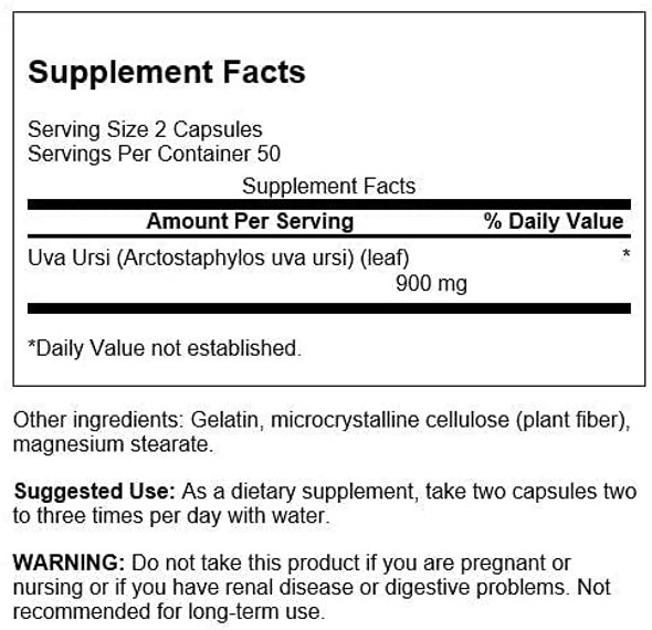 Swanson Full-Spectrum Uva Ursi Leaf - Herbal Supplement Supporting Kidney & Urinary Tract Health - May Support Cardiovascular System Function & Bladder Health - (100 Capsules, 450mg Each) 3 Pack