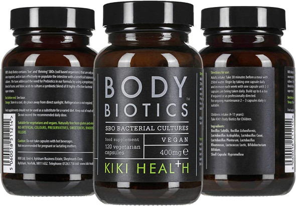 KIKI Health Body Biotics, Soil Based Organisms Supplement, SBO Bacterial Cultures, 120 Capsules