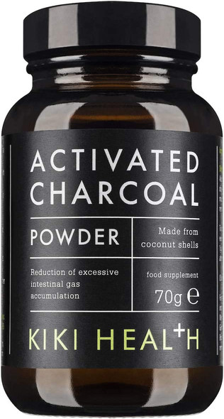 KIKI Health Activated Charcoal Powder, 70g | Food Grade Supplement For Bloating and Detox | Teeth Whitening | From Coconut Shells