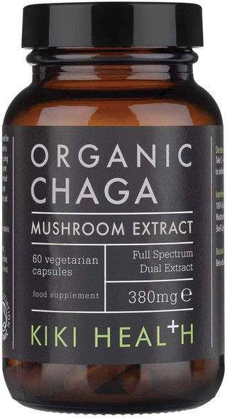 KIKI HEALTH Organic Chaga Mushroom Extract 60 Vegicaps, 250 g,Pack of 1