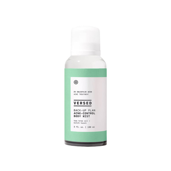 Versed BackUp Acne Control Body Mist All Over Blemish Spot Treatment + Salicylic Acid Spray With Tea Tree Oil & Witch Hazel Oil Control + Redness Relief Acne Spray For Back & Body Vegan (3 Oz)