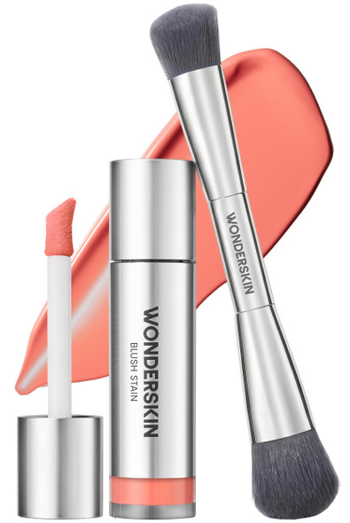 Wonderskin Beauty Essentials Set Liquid Blush Stain In Sundrop And DualEnded Blush & Contour Brush
