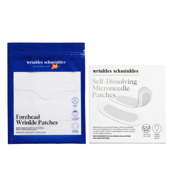 Wrinkles Schminkles Plumping & Lifting Bundle Set Forehead Silicone Patches (2 Pack) SelfDissolving Patches (4 Pairs)