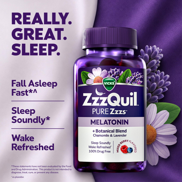 Zzzquil Pure Zzzs Melatonin Gummies Sleep Aid Melatonin 2Mg With Chamomile And Lavender Melatonin Sleep Gummies Sleep Aids For Adults Wildberry Vanilla Flavored 72 Sleep Gummies