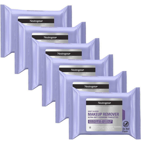 Neutrogena Night Calming Makeup Remover Face Wipes, 2 x 25 ct