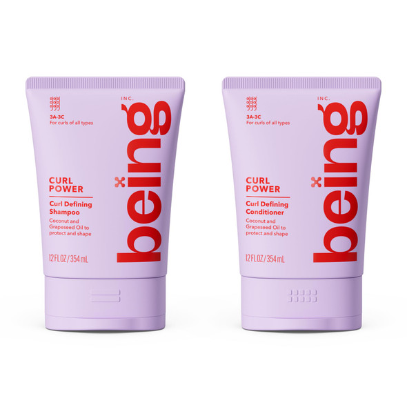 Being Curl Power Curl Defining Shampoo And Conditioner Set With Coconut And Grapeseed Oil 354Ml