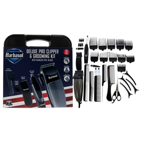 Barbasol 30 Piece Deluxe Pro Clipper & Grooming Kit With Stainless Steel Blades