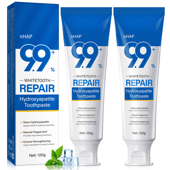 Apuufyqc 9.9% Nano Hydroxyapatite Toothpaste 2 Pack Protects Enamel And Strengthens Teeth Cleans And Cares For Oral Health Freshens Breath NonIrritating Natural And Safe 8.46 Oz