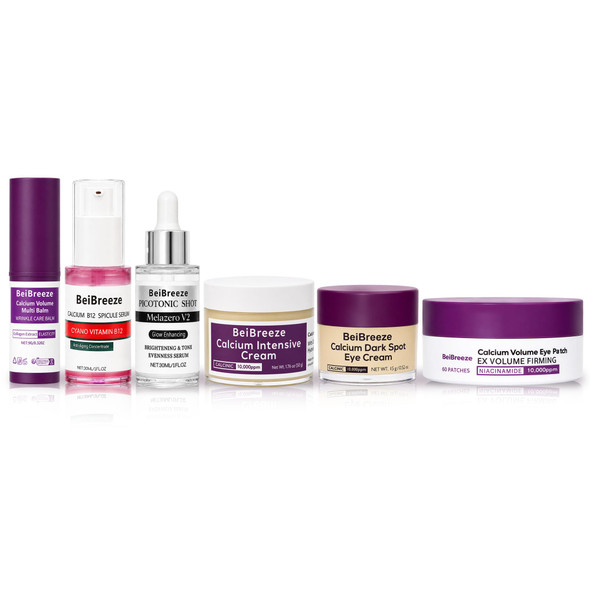 Beibreeze 6Piece Daily Skincare Set Facial Care Kit With 2 Serums Face Cream Eye Cream Under Eye Patches & Multi Balm Stick Hydrating Moisturizing Routine