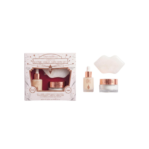 Charlotte Tilbury Iconic Magic Mini Skin Set Travel Size Skincare Set With Moisturizer Face Serum & Limited Edition Gua Sha
