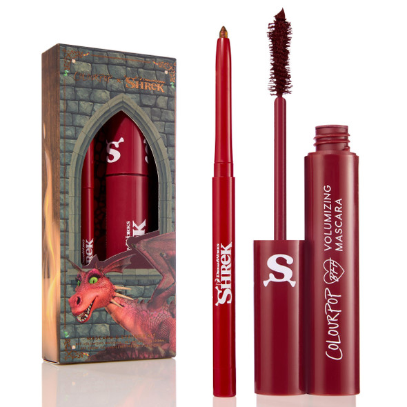 Colourpop X Shrek Multichrome Eyeliner & Mascara Kit Includes Bff Cra Me Gel Eyeliner In Fire Breath & Bff Volumizing Mascara In Dragon Travel Size Makeup Kit (2 Count)