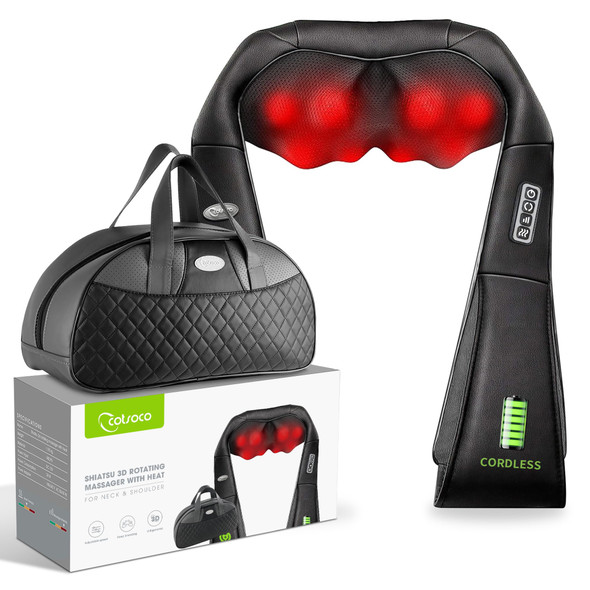 Cotsoco Cordless Shiatsu Neck And Shoulder Massager With HeatPortable Massagers For Neck And Back3D Deep Tissue Kneading Back Massager For Muscle Pain ReliefPerfect Gifts For Men And Woman