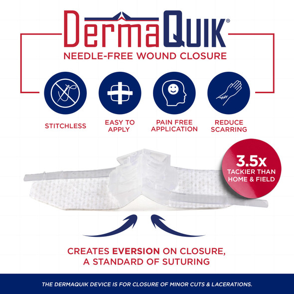 Dermaquik By Dermaclip Extreme Wound Closure Device 3 Pack Heavy Duty Emergency Laceration Repair Kit Stitchless Zip Stitch & Butterfly Bandages Alternative For Sports Hiking & Survival First Aid