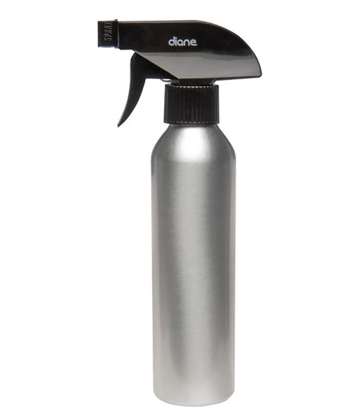 Diane Aluminum Spray Bottle Applicator With Nozzle For Hair Styling And Coloring Small 9.4 X 1.5 8Oz Capacity Silver