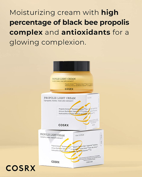 COSRX Propolis Cream, Hydrating Lightweight Face Moisturizer with 64.5% Propolis Extract, Nourish and Soften Dry Skin, 2.19 fl.oz / 65ml, Not Tested on Animals, No Parabens, No Sulfates, No Phthalates, Korean Skincare