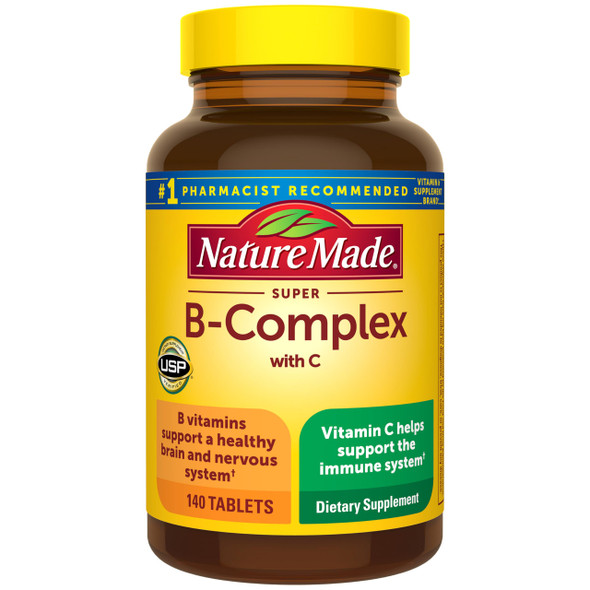 Nature Made Super B Complex with Vitamin C and Folic Acid 140 Tablets