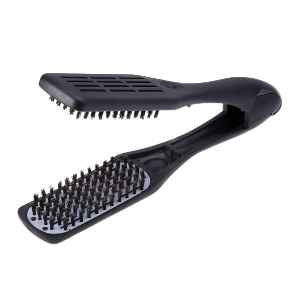 Denman D79 Thermo Hair Straightening Brush With Boar Bristles For Wide Wavy Curly Coily Hair Black
