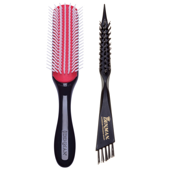 Denman D3 Hair Brush Bundle (7 Row) With Hairbrush Cleaning Brush Ultimate Styling & Care For Curly Hair