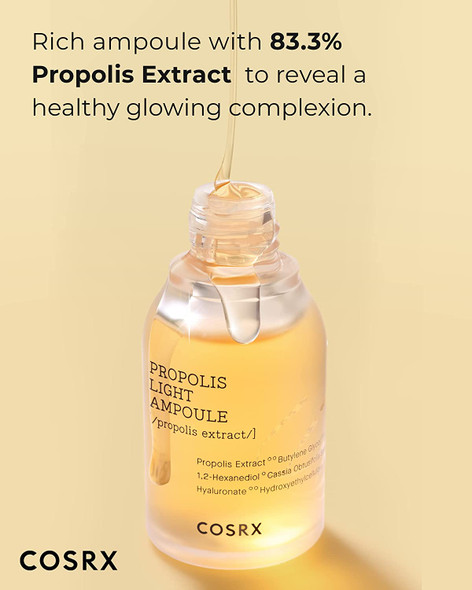 COSRX Propolis Ampoule, Glow Boosting Serum for Face with 73.5% Propolis Extract, 1.01 fl.oz / 30ml, Hydrating Essence for Sentsitive Skin, Fine Lines, Uneven Skintone, Not Tested on Animals, No Parabens, No Sulfates, No Phthalates, Korean Skincare