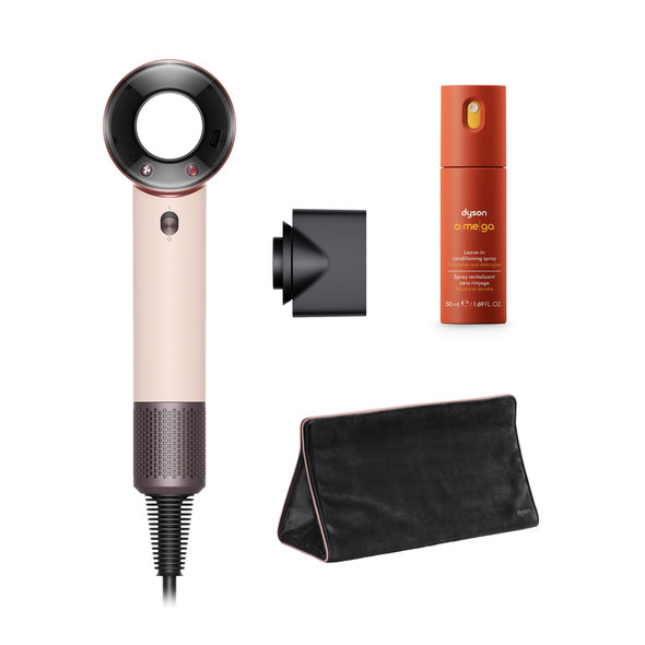 Dyson Supersonic Travel Styling Duo (Supersonic Travel Hair Dryer + Omega LeaveIn Conditioning Spray) + Supersonic Travel Bag Black/Rose