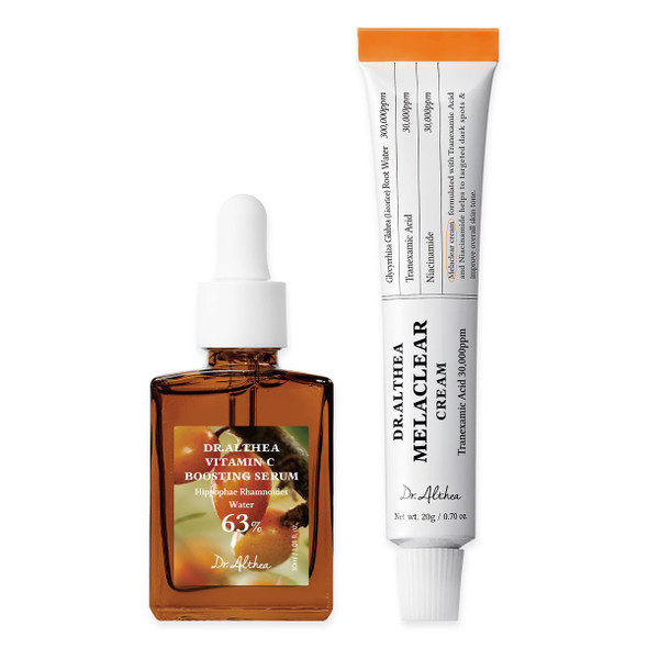 Dr.Althea Dark Spot Duo Vitamin C Boosting Serum & Melaclear Cream Helps To Improve Uneven Skin Tone With Txa (Tranexamic Acid) Korean Vegan Skin Care For All Skin Types