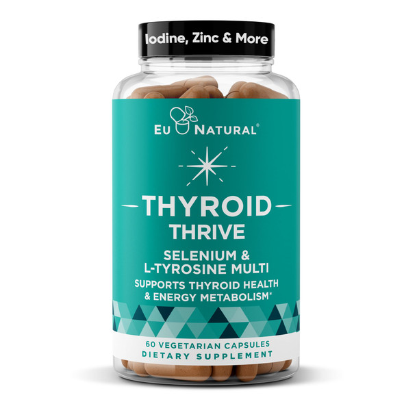 Eu Natural Thrive Energy Support Naturally Fight Fatigue Balance Hormones Promote Focused Energy Zinc Selenium Iodine 60 Vegetarian Soft Capsules