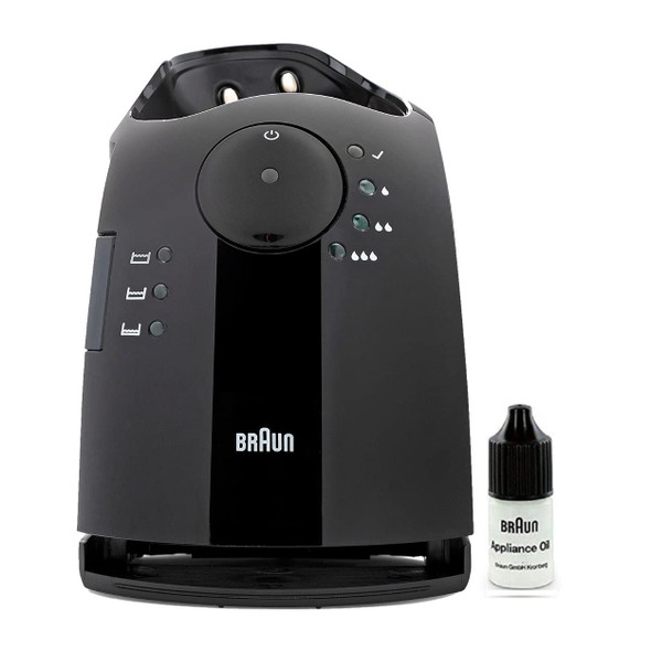 Braun Clean & Charge Station for Pulsonic Series 7 Shavers (Black) with Braun Shaver Oil (2 Items)