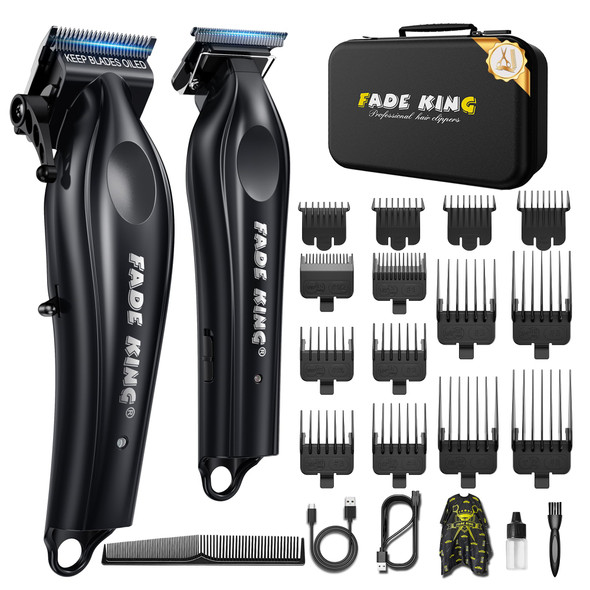 Fadeking Professional Hair Clippers And Beard Trimmer For MenCordless Barber Clippers And ZeroGap Trimmer Set With Dlc BladeIdeal For FatherBoyfriend And Husband