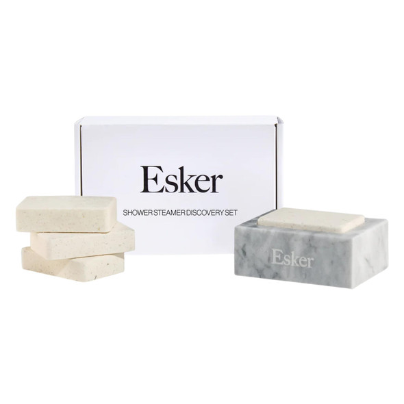 Esker Shower Steamer Discovery Set 4 Tablets + Marble Holder