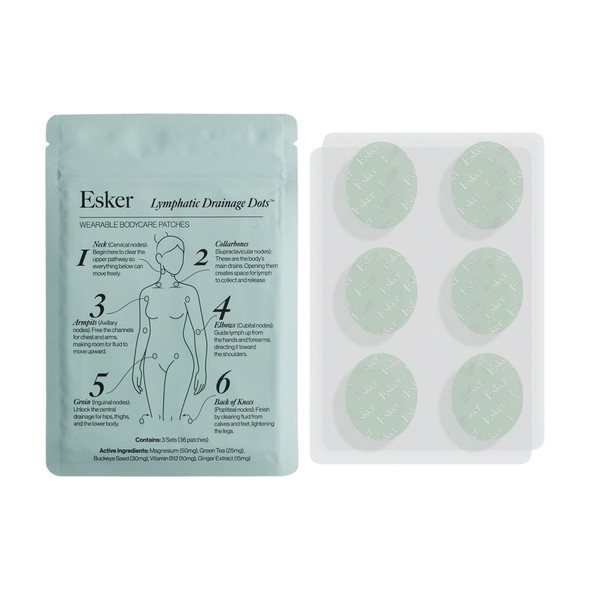 Esker Lymphatic Drainage Massager Patches Exfoliating ber Prep Dots De Puff Wearable Support Magnesium Green Tea Ginger 36 Patches