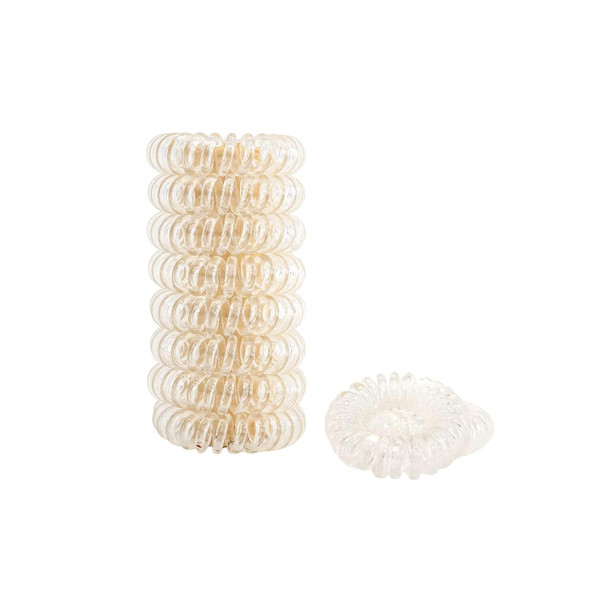 Gimme Beauty Spiral Bands Transparent Hair Accessories For All Hair Colors No Crease Coil Hair Ties Strong Grip Without Pulling Or Snagging Clear No Crease Phone Cord Hair Bands (10 Count)