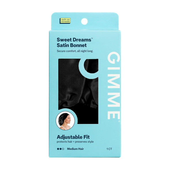 Gimme Beauty Sweet Dreams Satin Bonnet Medium Black 1 Count