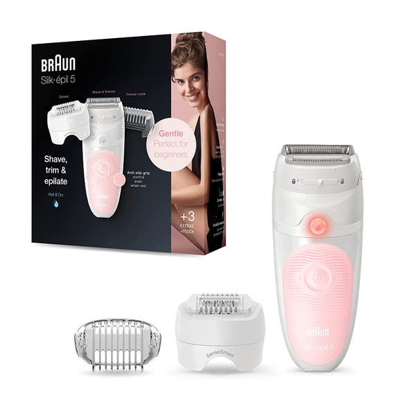 Braun Epilator Silkpil 5 5-620, Hair Removal for Women, Shaver & Trimmer, Cordless, Rechargeable, Wet & Dry , 6 Piece Set