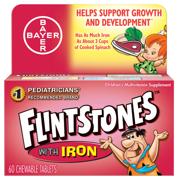 Flintstones ChildrenS Multivitamin Plus Iron Chewable Tablets 60Count (Pack Of 3)