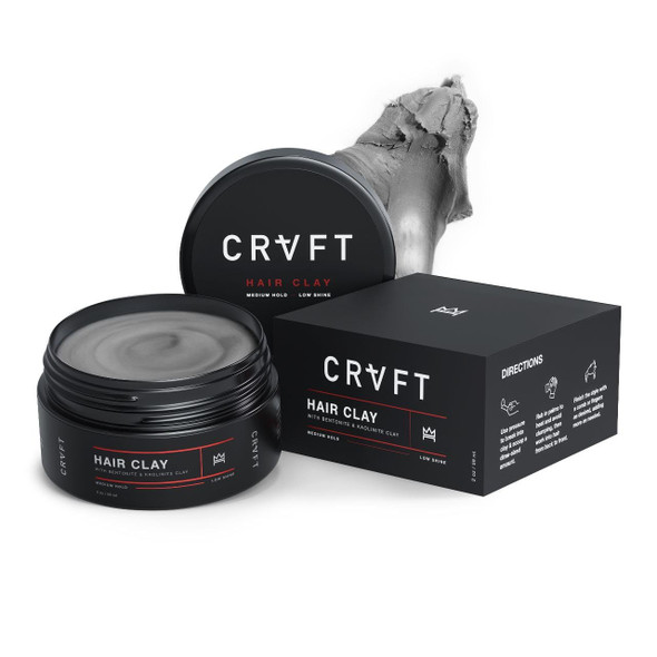 Hair Craft Co. Crvft Hair Clay Medium Hold/Zero Shine Matte Finish Add Volume & Texture Ideal For Textured Short & Medium Styles Reworkable [High Density] Clay Base Stylist Approved [Unscented] 2Oz