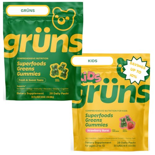 GruNs Multivitamin Greens Adult + Kids Superfoods Greens 2X28 Pack