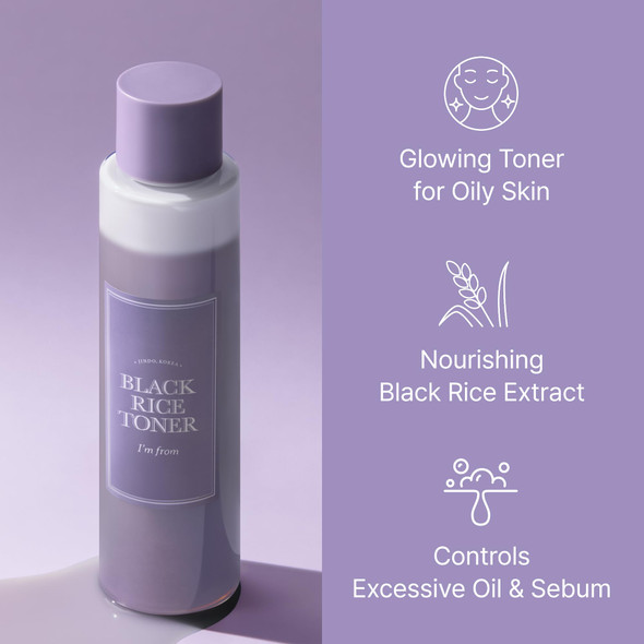 [IM From] Miniature Of Black Rice Toner For Oily Skin Sebum Control Toner Lightweight Niacinamide Panthenol Fragrance Korean Skin Care 1.01 Fl Oz