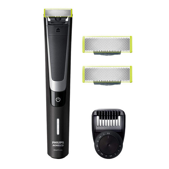 PHILIPS Norelco OneBlade Pro Kit, Hybrid Styler Electric Trimmer and Shaver, QP6510 + 2 Philips Norelco OneBlade Replacement Blades, QP210/80, Black